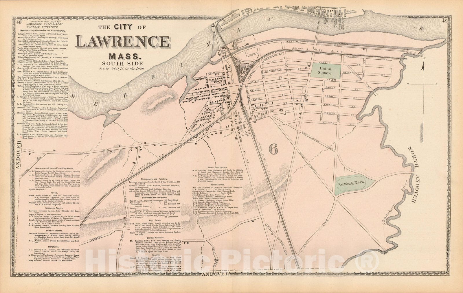 Historic Map : Atlas of Essex County Massachusetts, Lawrence 1872 , v2, Vintage Wall Art