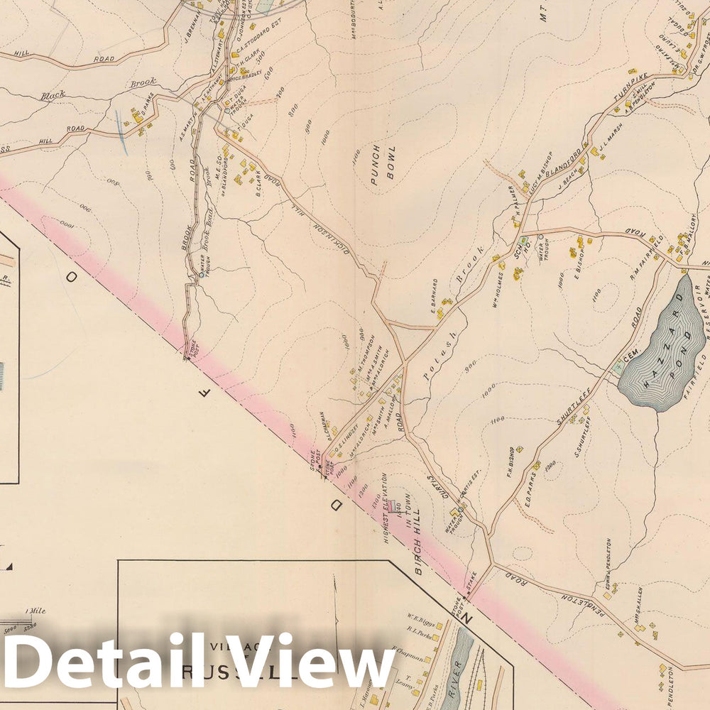 Historic Map : Atlas of Hampden County, Massachusetts, Russell 1894 , Vintage Wall Art