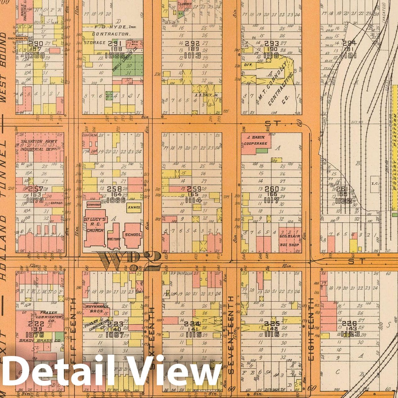 Historic Map : Plat Book of Jersey City, 1928 Plate 012 , Vintage Wall Art