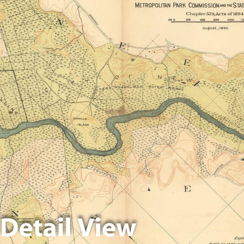 Historic Map : Boston & Dedham & Needham & Newton 1896 , Vintage Wall Art