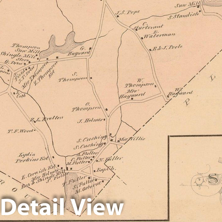 Historic Map : Atlas of Plymouth County Massachusetts, Halifax 1879 , Vintage Wall Art
