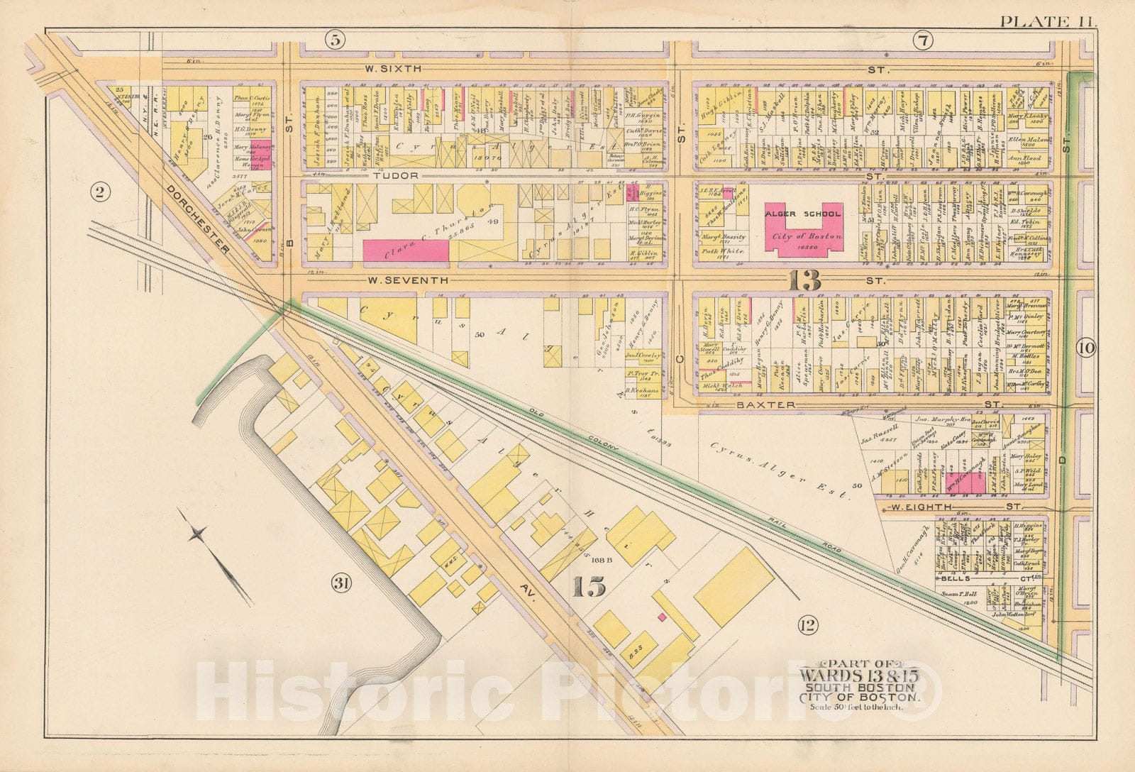 Historic Map : Atlas of South Boston, South Boston 1891 Plate 011 , Vintage Wall Art