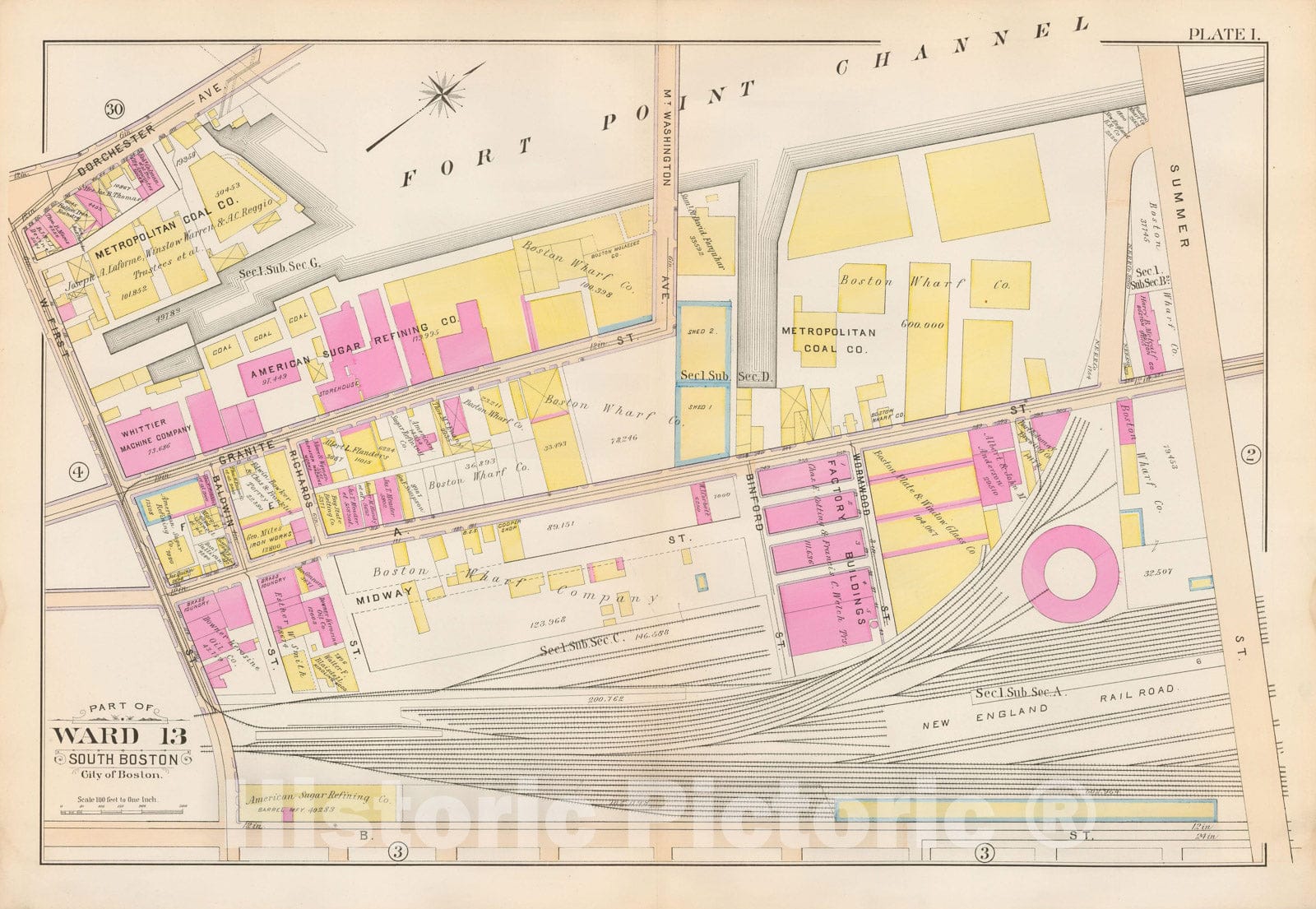 Historic Map : Atlas City of Boston, South Boston 1899 Plate 001 , Vintage Wall Art