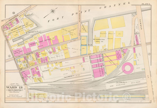 Historic Map : Atlas City of Boston, South Boston 1899 Plate 001 , Vintage Wall Art