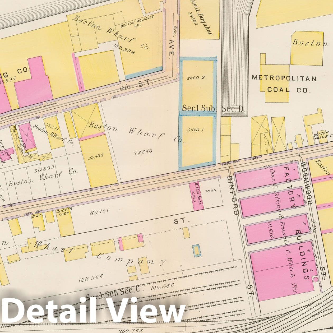 Historic Map : Atlas City of Boston, South Boston 1899 Plate 001 , Vintage Wall Art