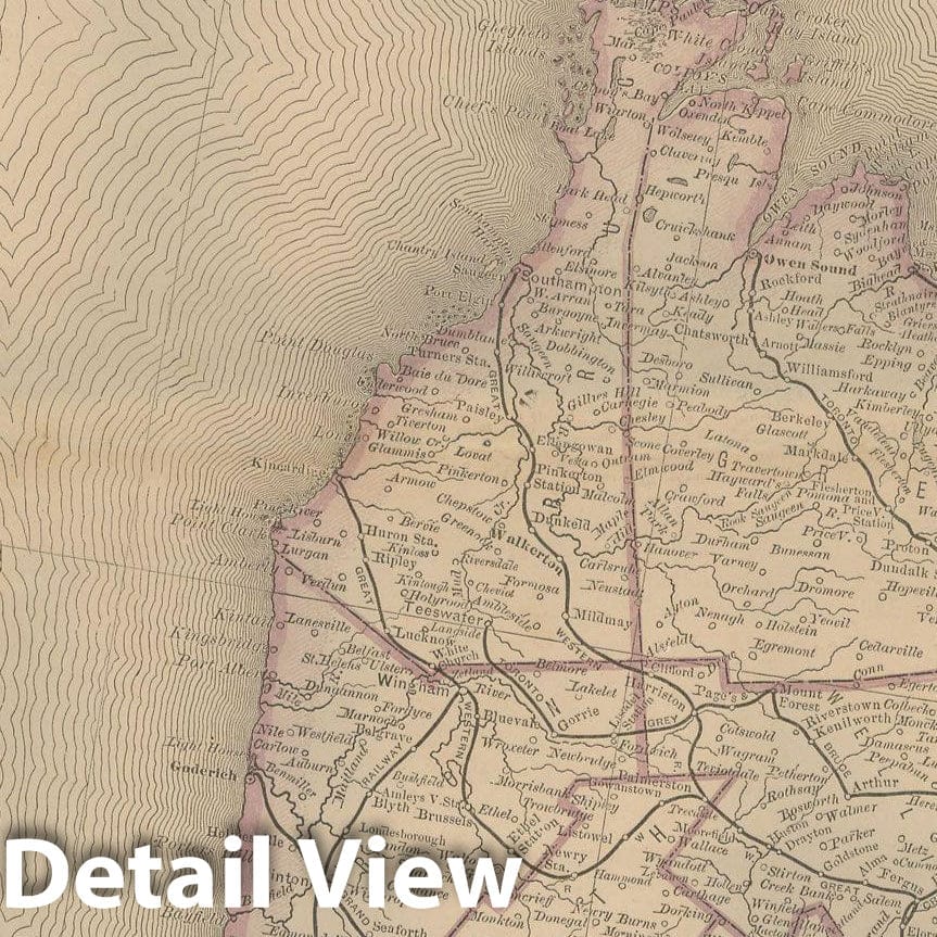 Historic Map : Business Atlas of the USA, Ontario 1877 , v2, Vintage Wall Art