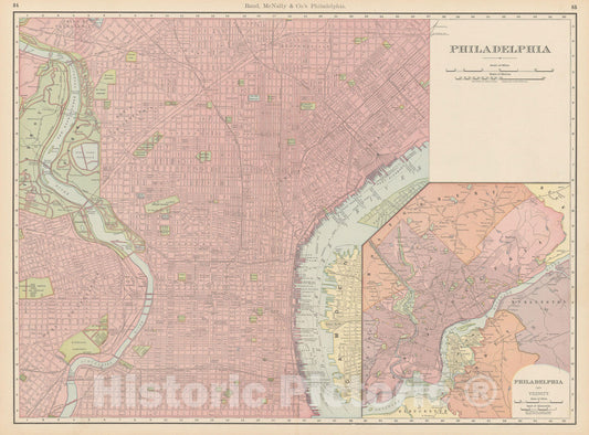 Historic Map : Philadelphia 1903 , Rand McNally Business Atlas , Vintage Wall Art