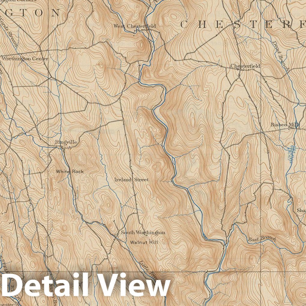 Historic Map : USGS 7.5 Minute Sheets and Quadrangles, Chesterfield & Huntington & Worthington 1944 Topographic Map , Vintage Wall Art