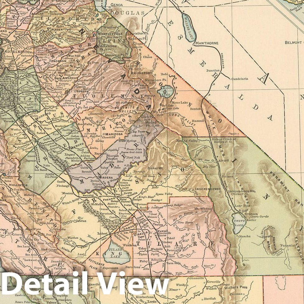 Historic Map : California 1892 , Rand McNally's Atlas World , Vintage Wall Art