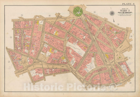 Historic Map : Atlas City of Boston, Boston 1938 Plate 004 , Vintage Wall Art
