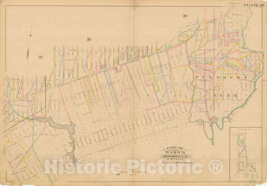 Historic Map : Robinson's Atlas City of Brooklyn, NY, Brooklyn 1886 Plate 040 , Vintage Wall Art