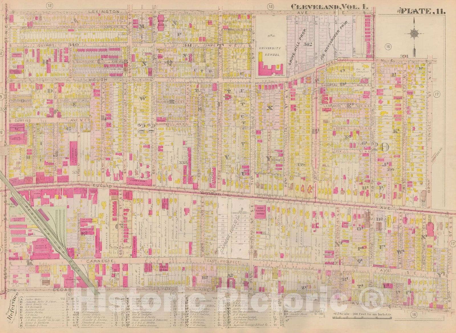 Historic Map : Plat Book of The City of Cleveland, Vol. One, 1912 Plate 011 , Vintage Wall Art