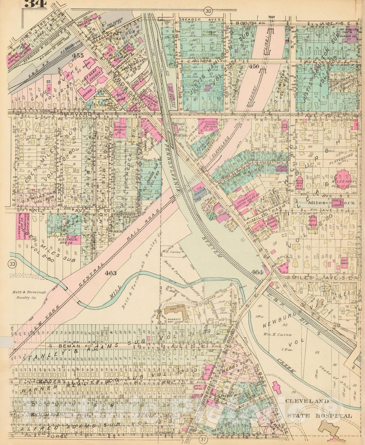 Historic Map : Atlas City of Cleveland, Vol. Four, Cleveland 1922 34L , Vintage Wall Art
