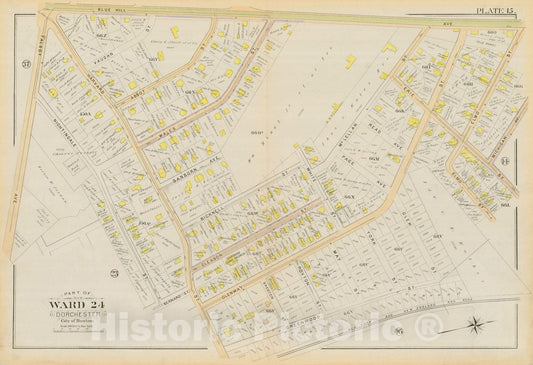 Historic Map : Atlas City of Boston, Vol. 5, Dorchester, Dorchester 1894 Plate 015 , Vintage Wall Art
