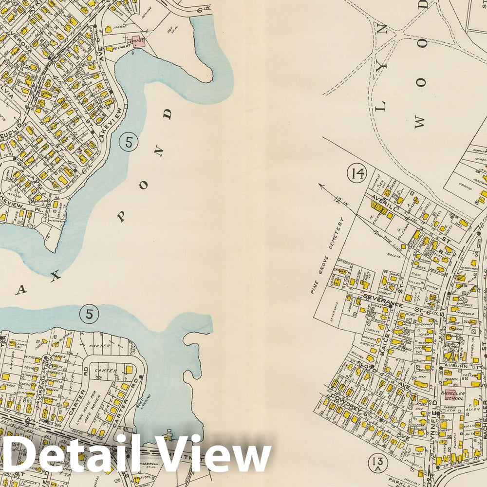 Historic Map : Atlas of Lynn, Nahant & Swampscott, Lynn 1924 Plate 013 , Vintage Wall Art