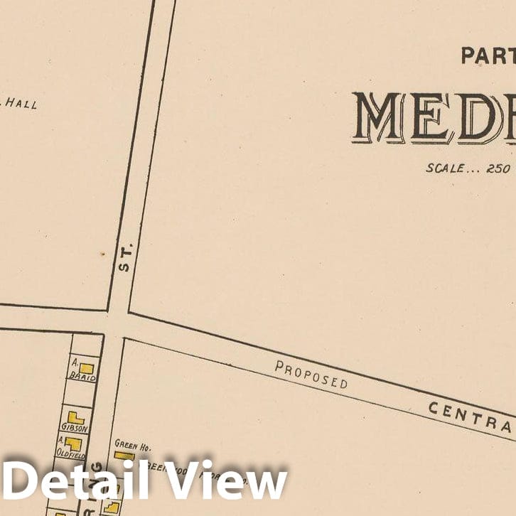 Historic Map : Atlas of Middlesex County, Massachusetts, Medford 1889 , v3, Vintage Wall Art