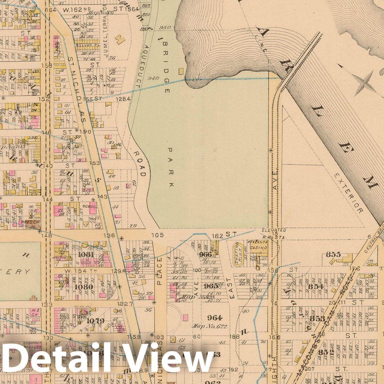 Historic Map : Manhattan & New York City 1885 Plate 030 , Robinson's Atlas City of New York , Vintage Wall Art