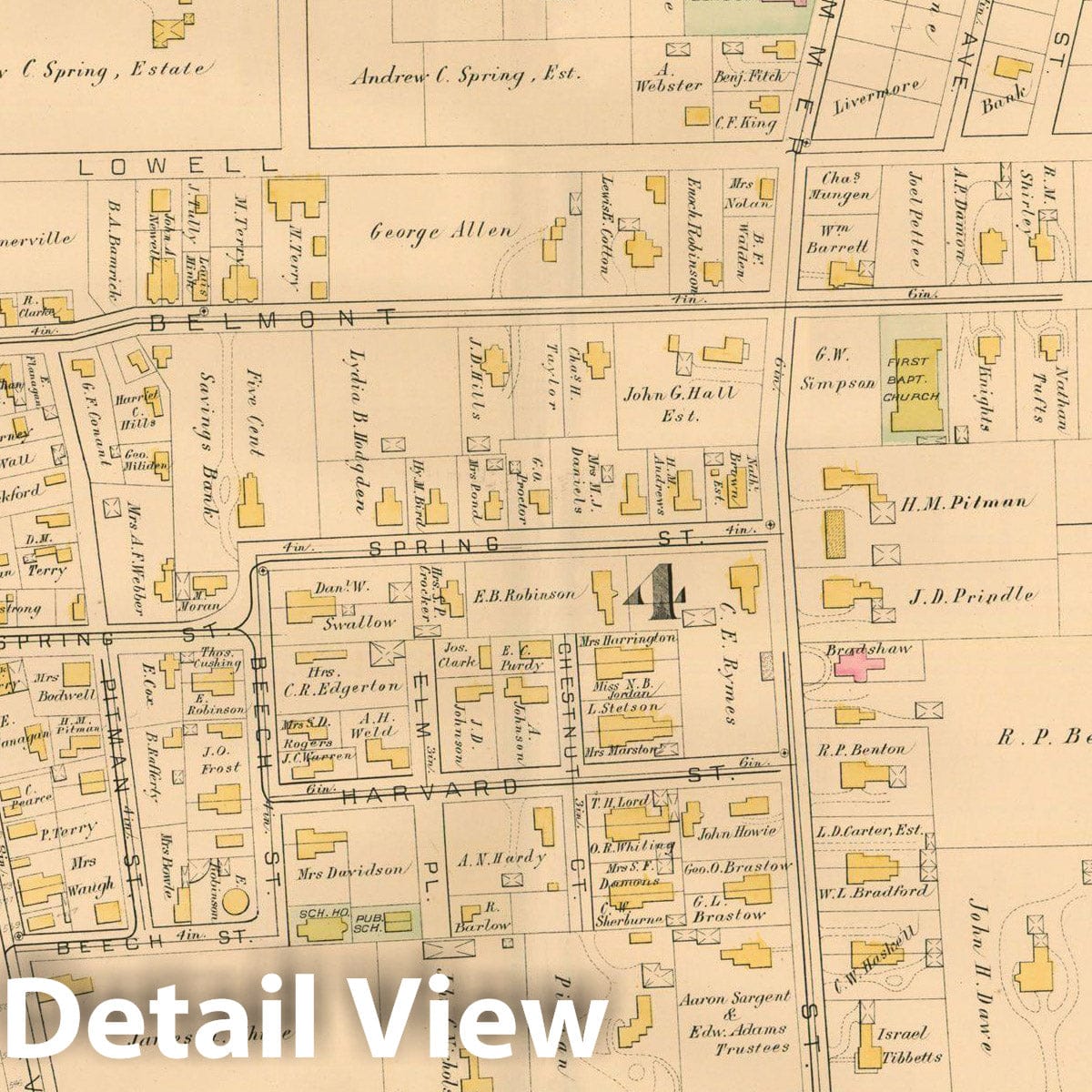 Historic Map : Atlas of Somerville Massachusetts, Somerville 1884 Plate 009 , Vintage Wall Art