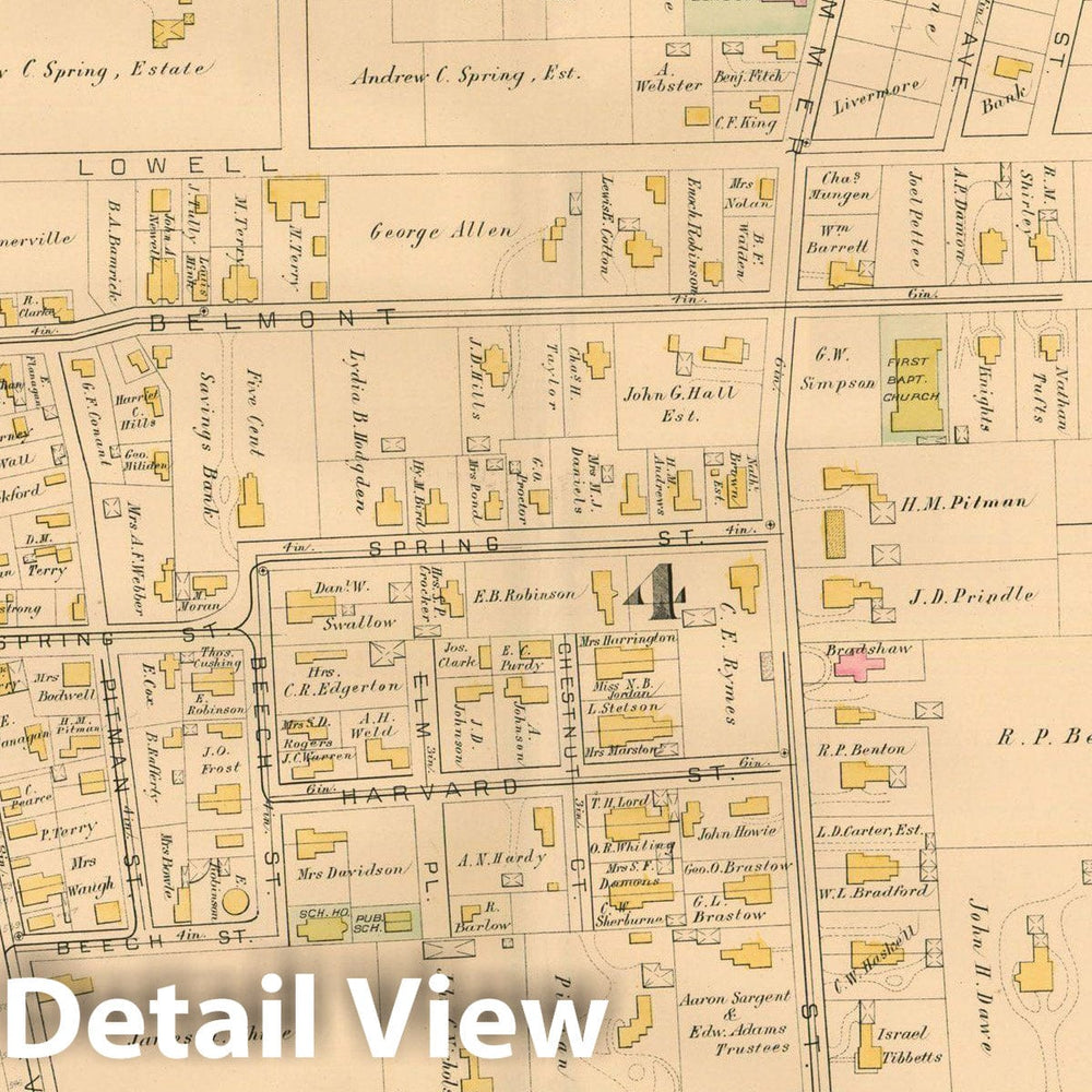 Historic Map : Atlas of Somerville Massachusetts, Somerville 1884 Plate 009 , Vintage Wall Art