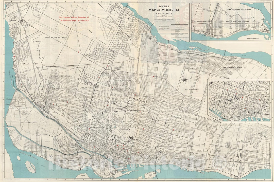 Historic Map : Montreal 1957 , Vintage Wall Art