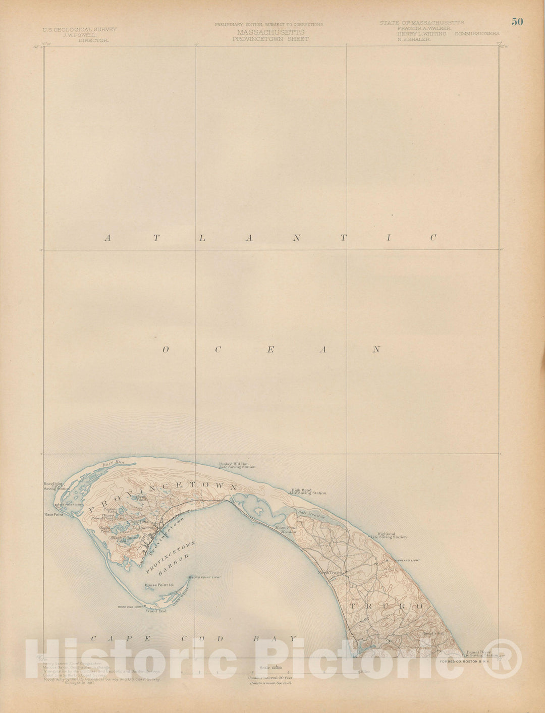 Historic Map : Atlas of Massachusetts, Cape Cod & Provincetown & Truro 1890 Page 50 , Vintage Wall Art
