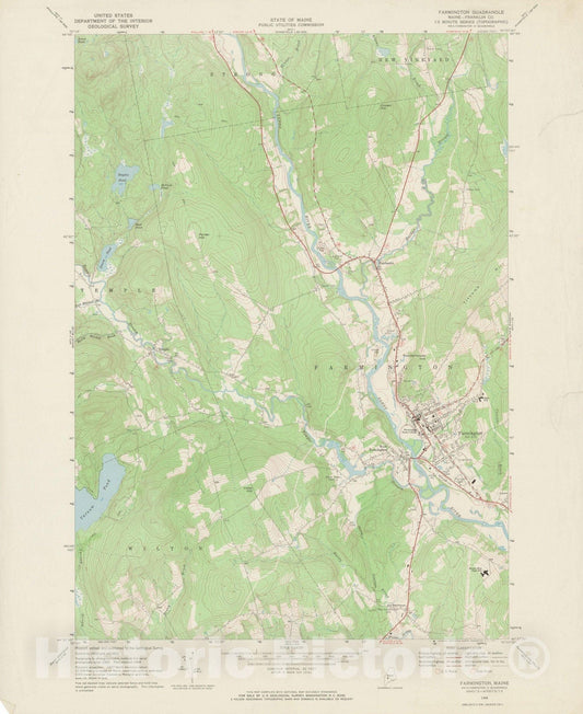 Historic Map : USGS 7.5 Minute Sheets and Quadrangles, Farmington 1968 Topographic Map , Vintage Wall Art