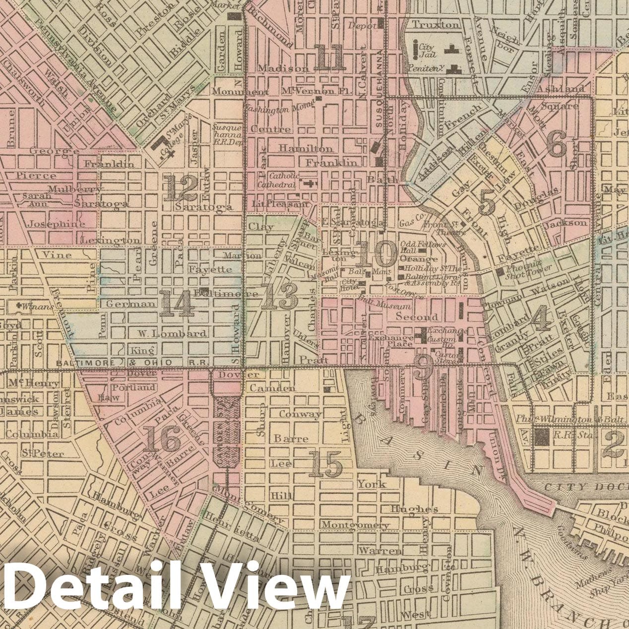 Historic Map : Baltimore 1882 , Mitchell's New General Atlas , Vintage Wall Art