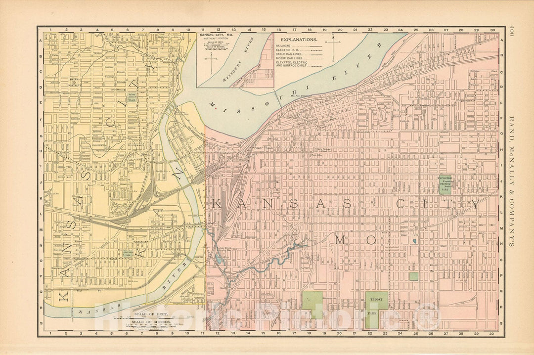 Historic Map : Kansas City 1894 , Vintage Wall Art