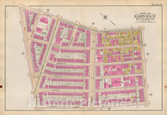 Historic Map : Atlas of Boston Proper, 1898 Plate 025 , Vintage Wall Art