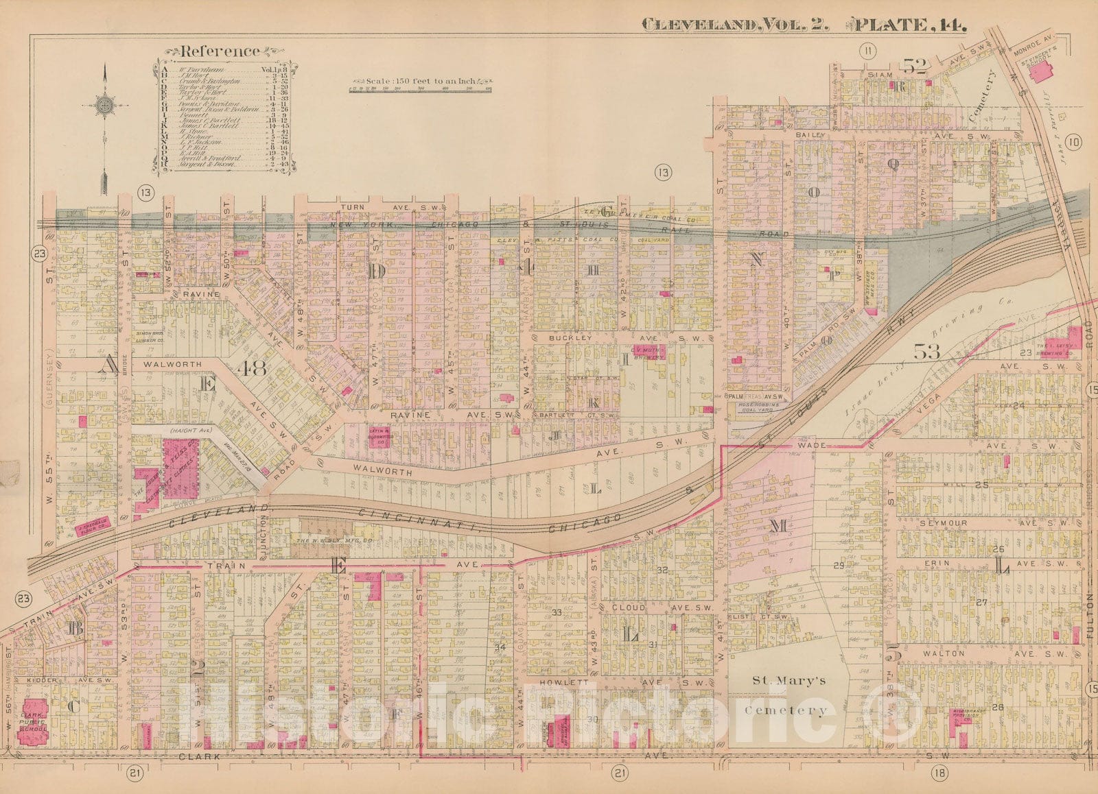 Historic Map : Plat Book of The City of Cleveland, Vol. Two, 1912 Plate 014 , Vintage Wall Art