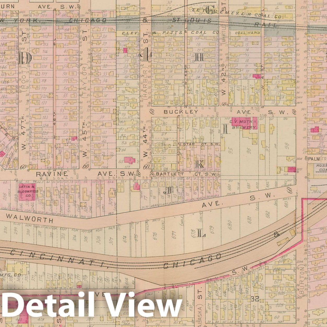 Historic Map : Plat Book of The City of Cleveland, Vol. Two, 1912 Plate 014 , Vintage Wall Art