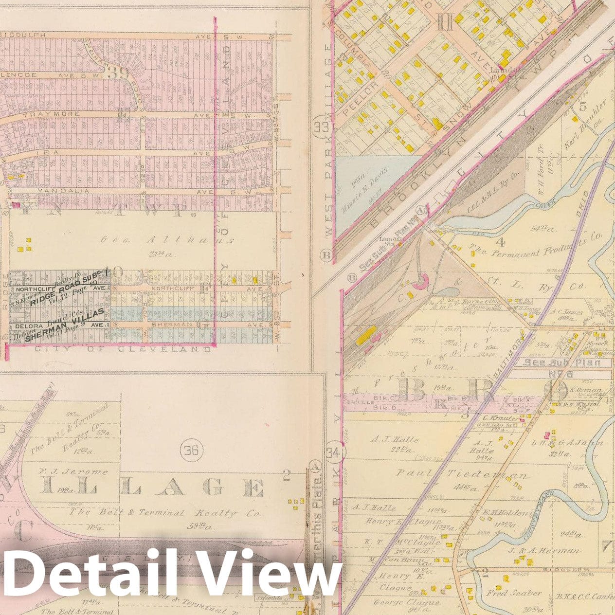 Historic Map : Plat Book of The City of Cleveland, Vol. Three, Cleveland 1920 Plate 025 , Vintage Wall Art