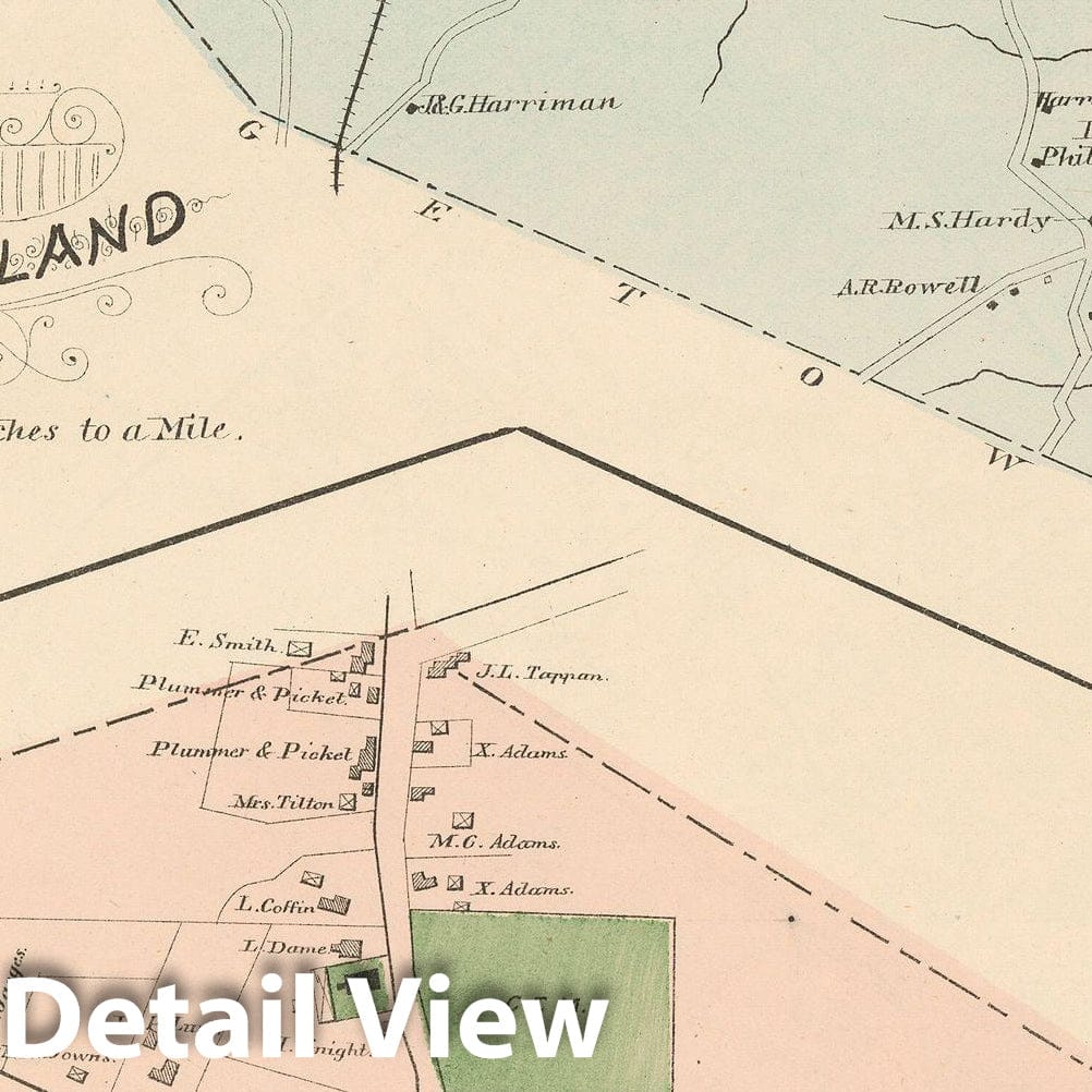Historic Map : Atlas of Essex County, Groveland 1884 , Vintage Wall Art