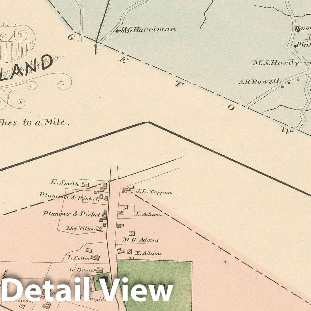 Historic Map : Atlas of Essex County, Groveland 1884 , Vintage Wall Art