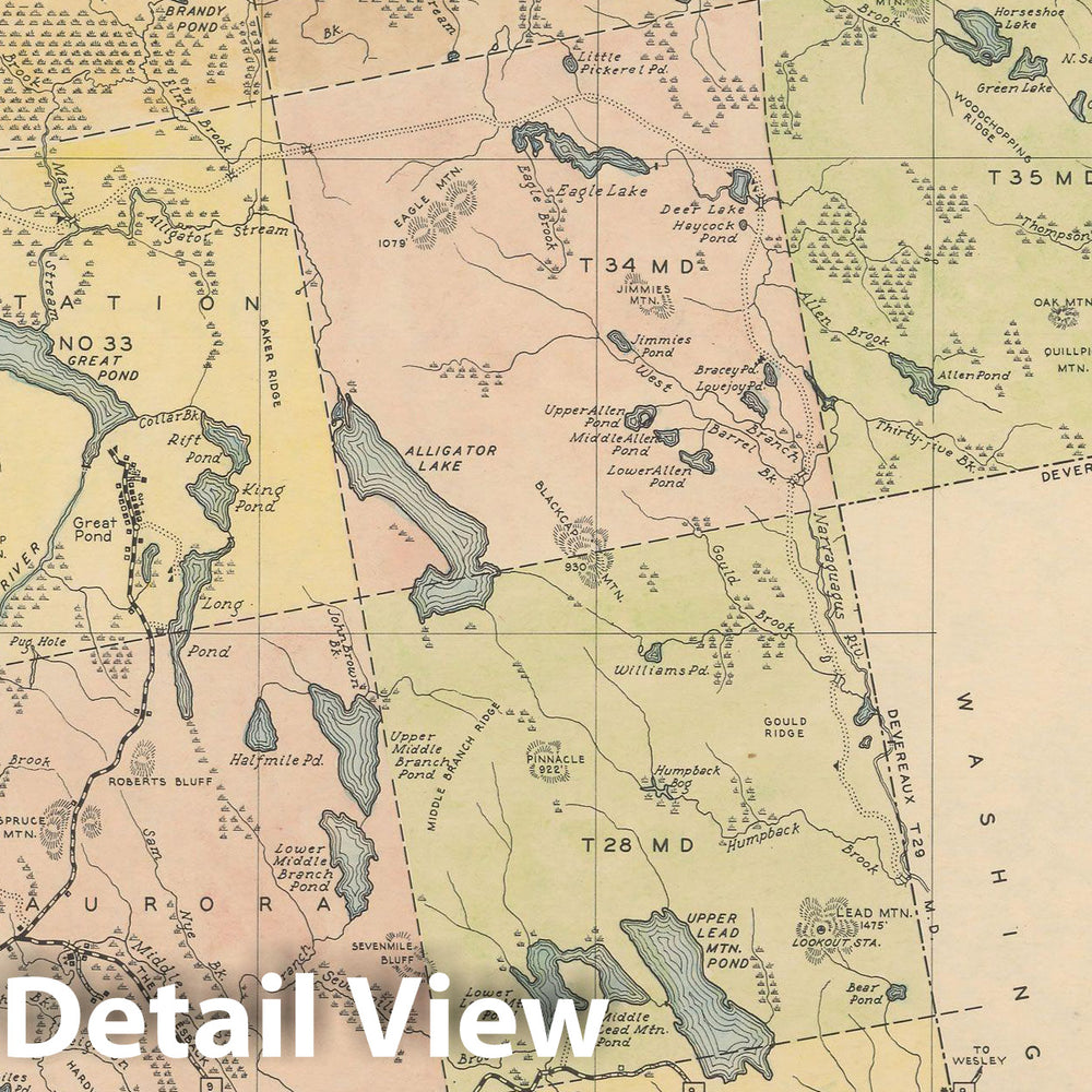 Historic Map : Maine General Highway County Maps, Hancock 1938 Plate 016 , Vintage Wall Art