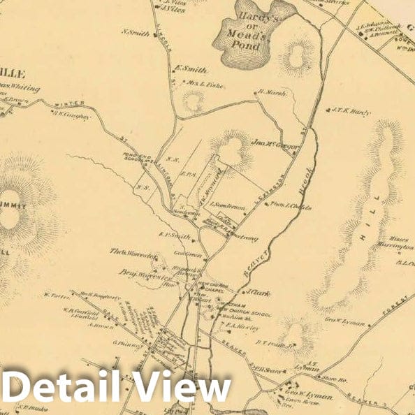 Historic Map : County Atlas of Middlesex Massachusetts, Waltham 1875 , Vintage Wall Art