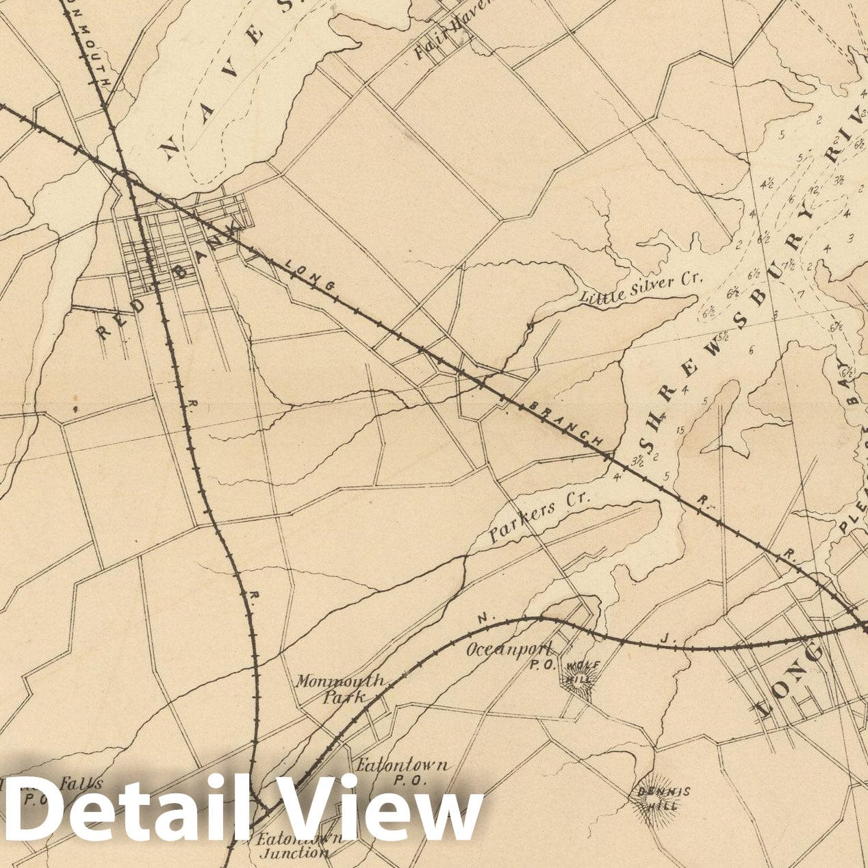 Historic Map : Atlas New Jersey Coast, Sandy Hook 1878 , Vintage Wall Art