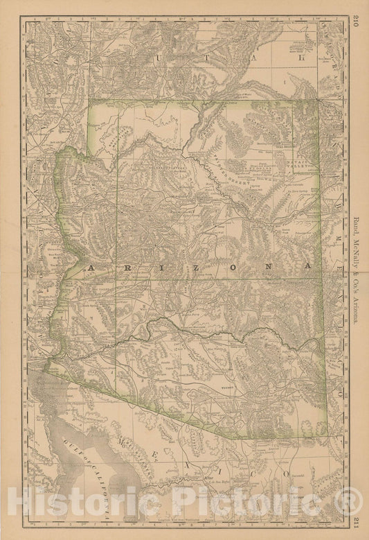 Historic Map : Arizona 1877 , Business Atlas of the USA , Vintage Wall Art