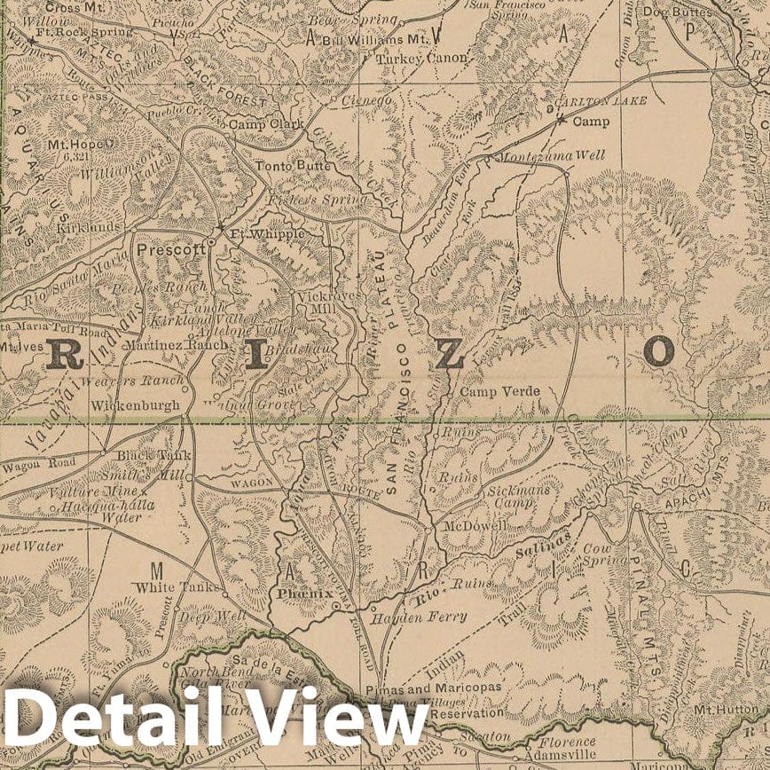 Historic Map : Arizona 1877 , Business Atlas of the USA , Vintage Wall Art
