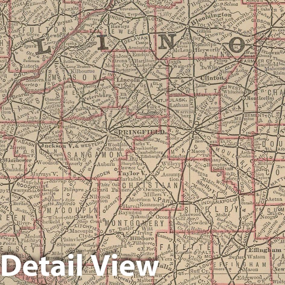 Historic Map : Illinois 1877 , Business Atlas of the USA , Vintage Wall Art