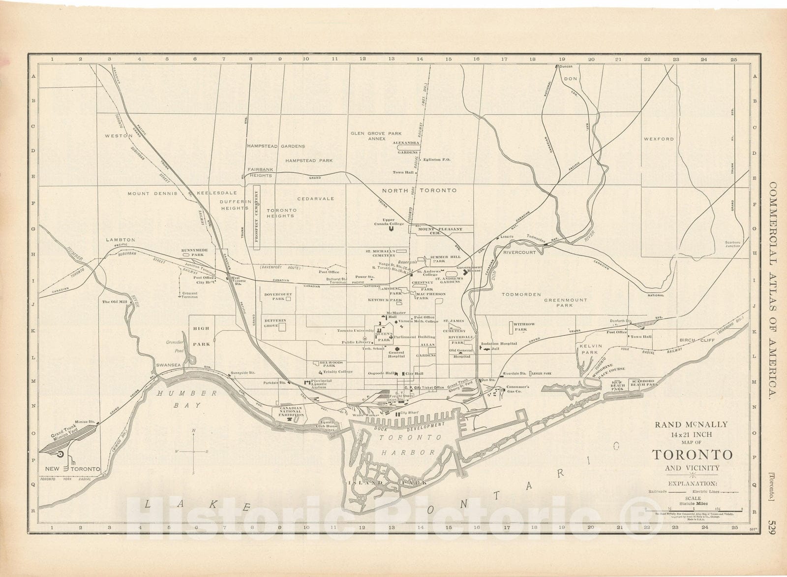 Historic Map : Commercial Atlas of America, 56th Edition, Toronto 1925 , Vintage Wall Art