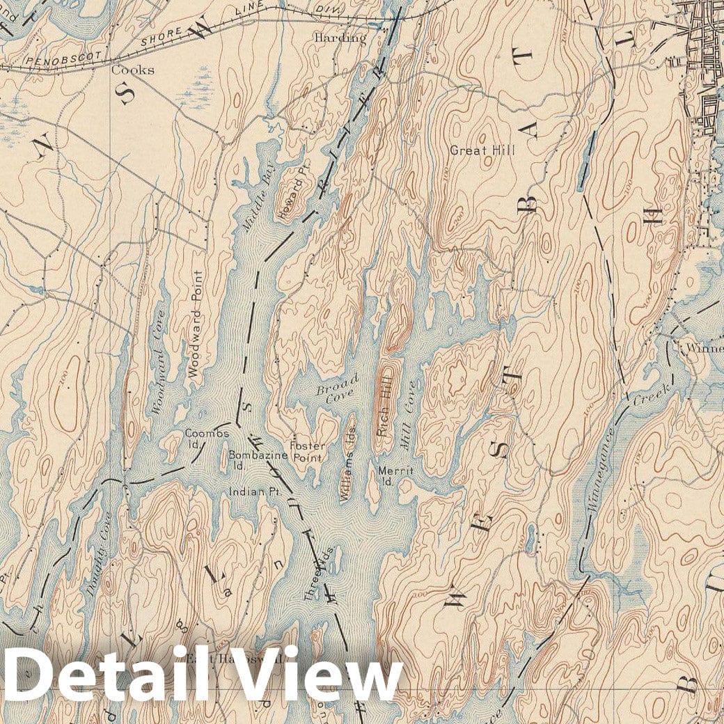 Historic Map : Atlas of Maine 1905, USGS Maine: Bath Sheet Topographic Map , Vintage Wall Art