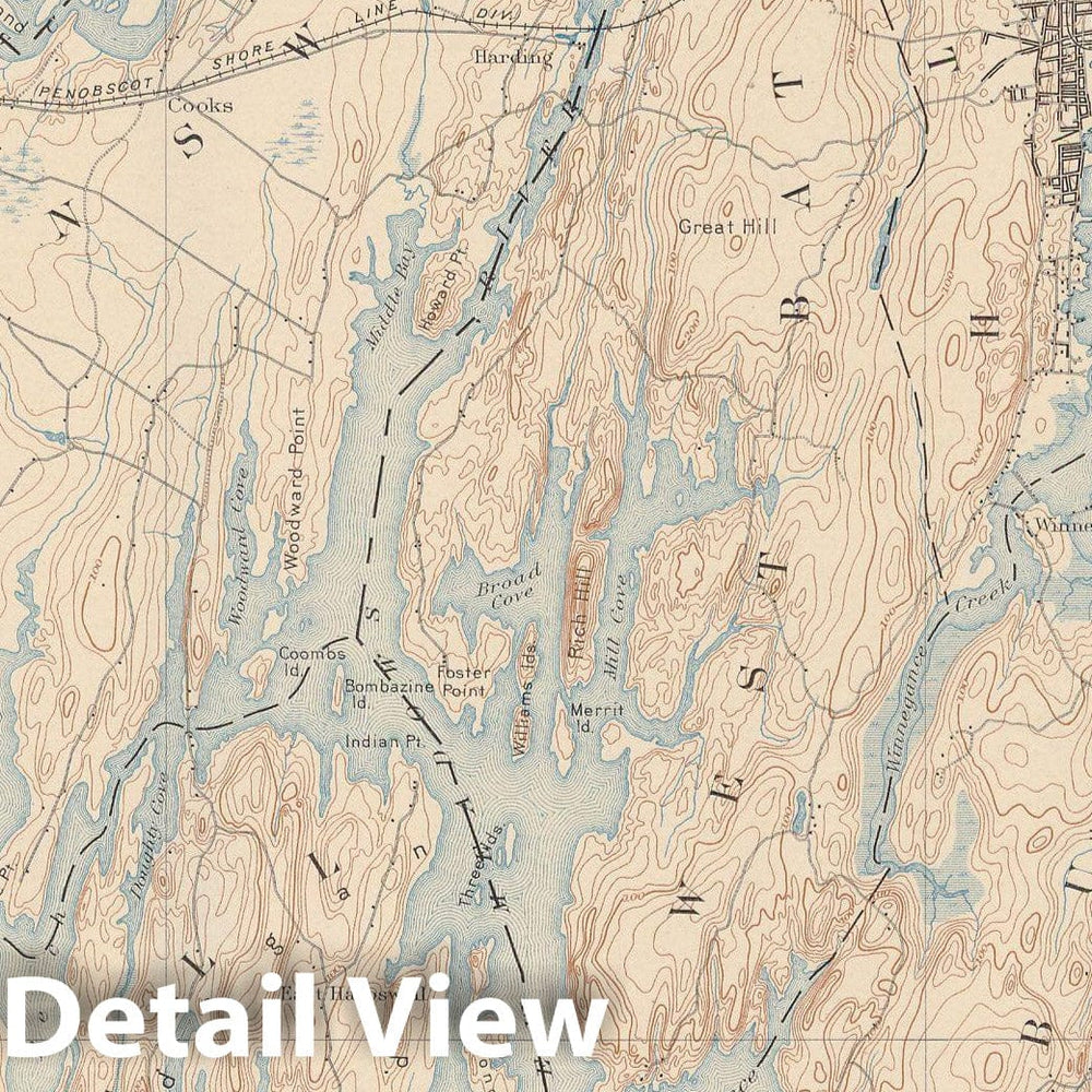Historic Map : Atlas of Maine 1905, USGS Maine: Bath Sheet Topographic Map , Vintage Wall Art