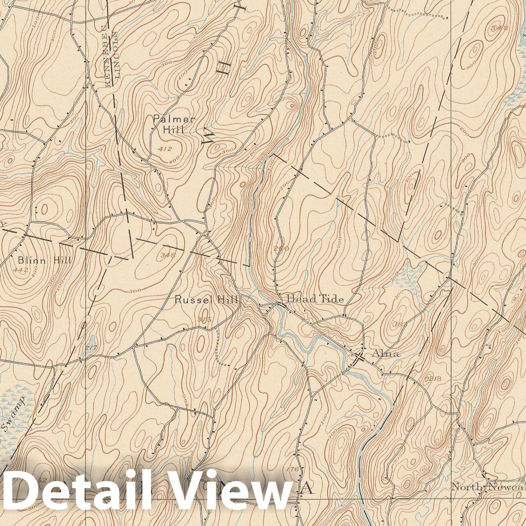 Historic Map : Atlas of Maine 1905, Damariscotta & Wiscasset Topographic Map , Vintage Wall Art