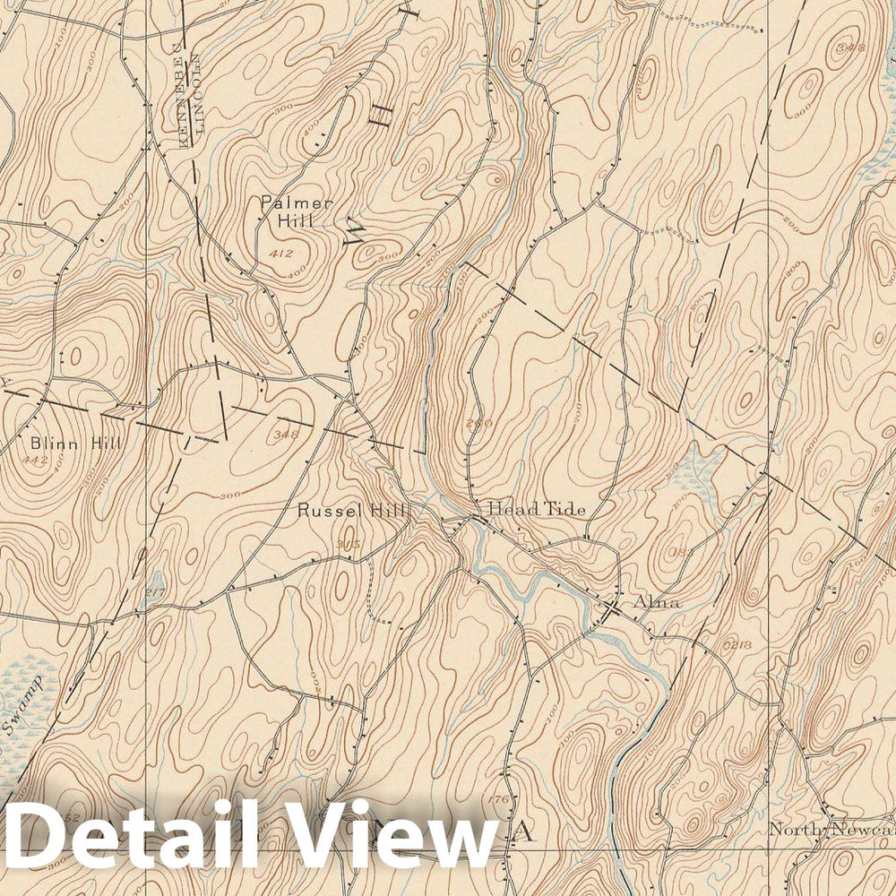 Historic Map : Atlas of Maine 1905, Damariscotta & Wiscasset Topographic Map , Vintage Wall Art