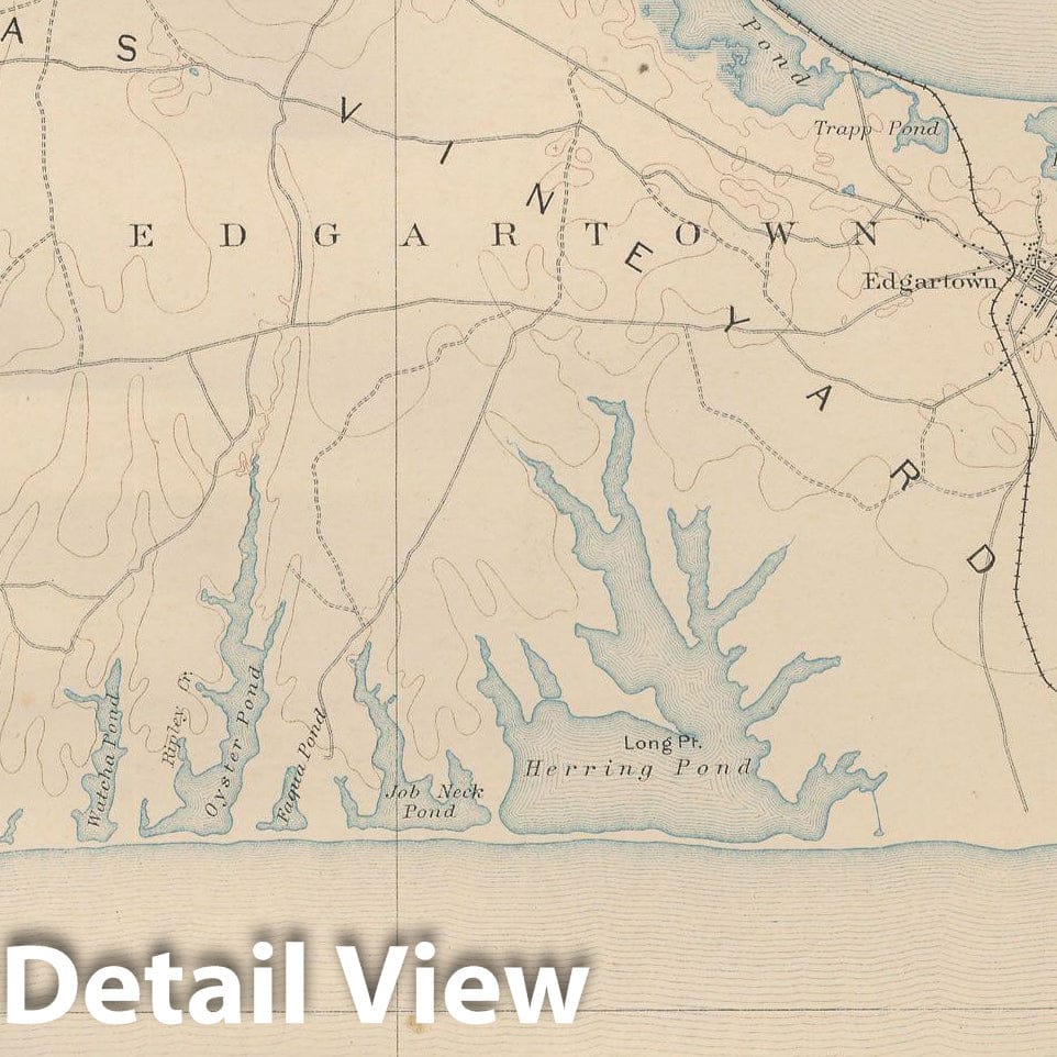 Historic Map : Atlas of Massachusetts c1888, Chappaquiddick & Cottage City & Edgartown & Martha's Vineyard & Oak Bluffs & Vineyard Haven 1890 Page 47 , Wall Decor Poster Art, Vintage Wall Art