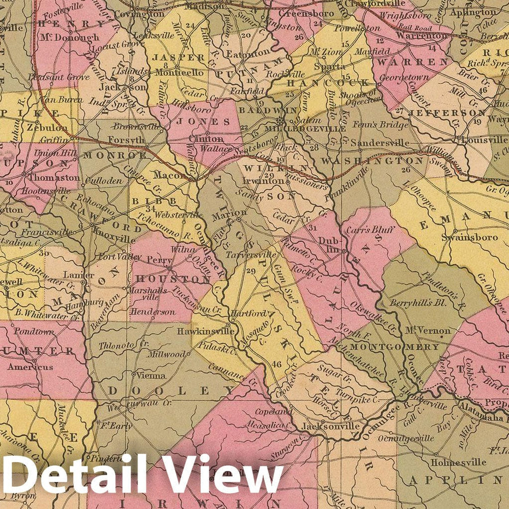 Historic Map : Georgia 1847 , A New Universal Atlas of the World , Vintage Wall Art