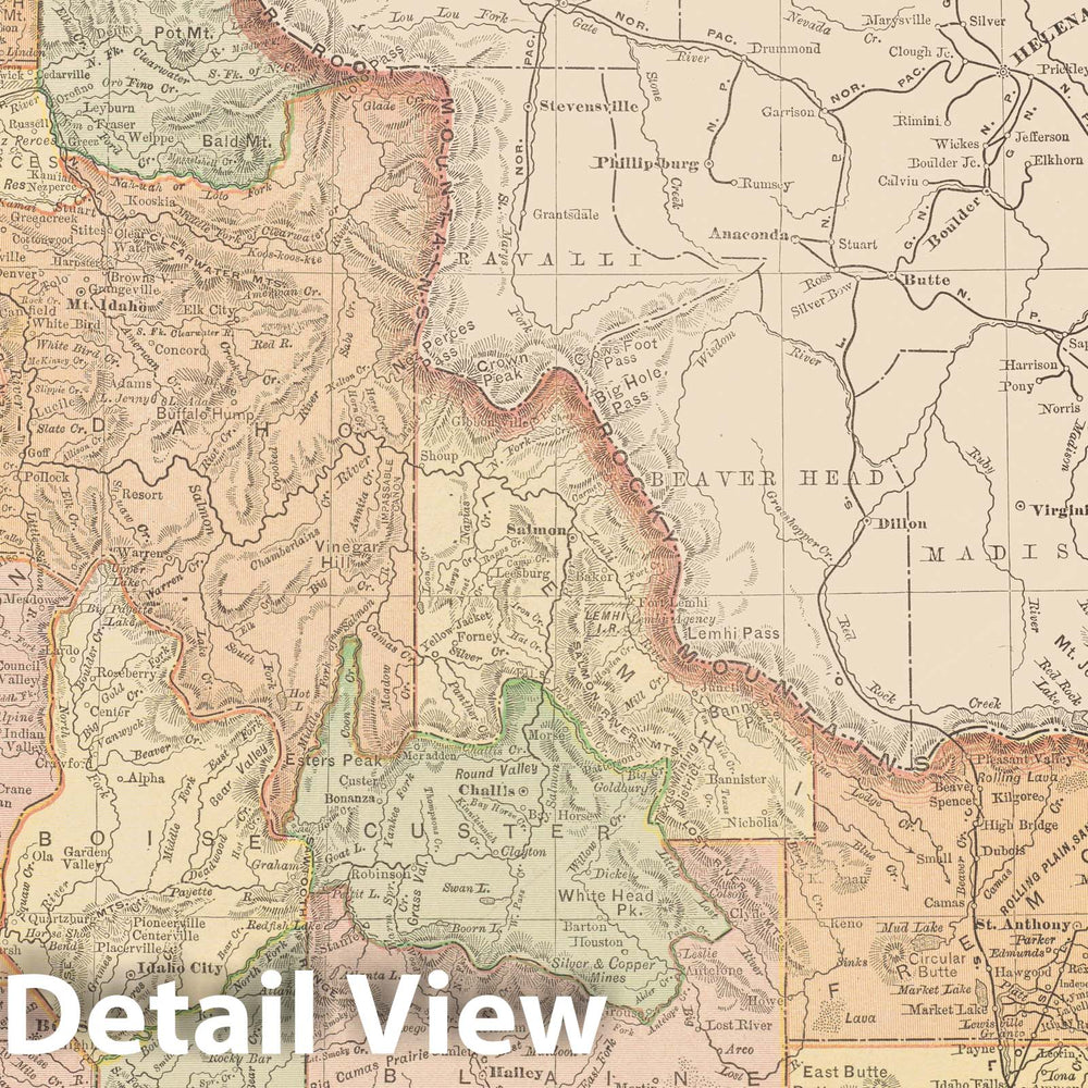 Historic Map : Idaho 1900 , Universal Atlas World , Vintage Wall Art