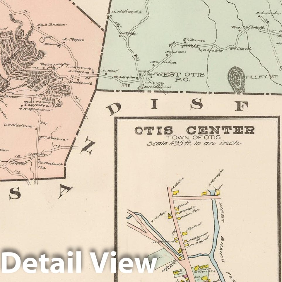 Historic Map : Atlas of Berkshire County Massachusetts, Monterey & Otis 1904 Plate 041 , Vintage Wall Art
