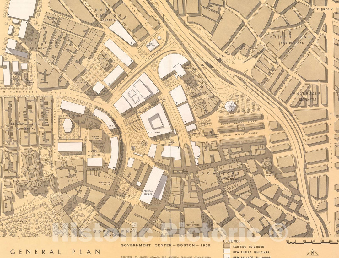 Historic Map : Government Center Plan 1959 , Vintage Wall Art